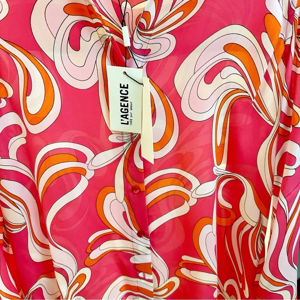 L'agence Nina Long Sleeve Blouse
Orange & Rose Abstract Swirl Size XSmall NWT - Picture 5 of 8